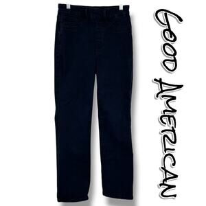 Good American Power Stretch Pull‑On Straight Jeans Black Sculpting Womens Sz S
